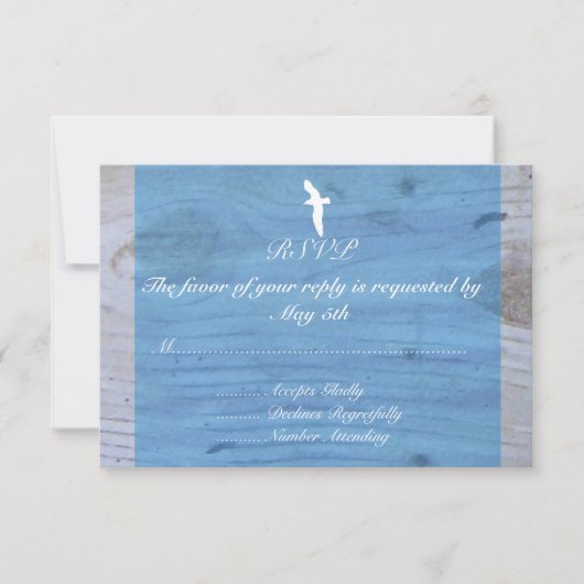 Seagull/Nautic Wedding RSVP Karte (Vorderseite)
