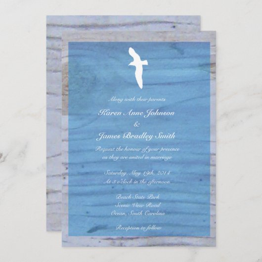 Seagull/Nautical Beach Hochzeit Einladung (Vorne/Hinten)