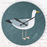 Seagull Nautical Große Wanduhr<br><div class="desc">Eine freche Möwe, die vom aquamarinen grünen Ozean stehend ist. Ideal für Ihr Strandboot oder für diejenigen, die die Liebe der Küste.</div>