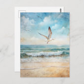 Seagull Ocean Bird Beach Küste Postkarte (Vorne/Hinten)