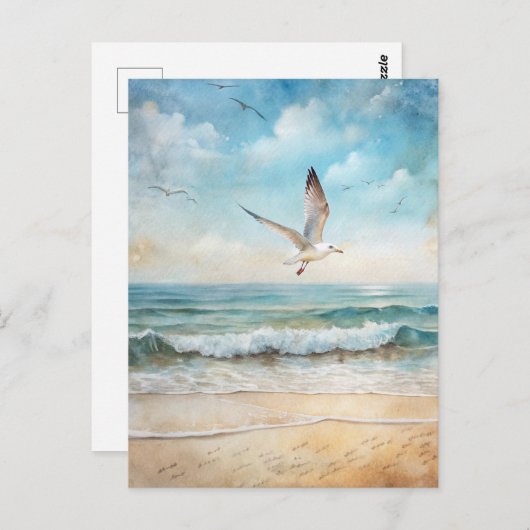 Seagull Ocean Bird Beach Küste Postkarte (Vorne/Hinten)