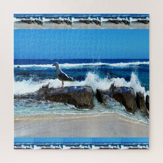 Seagull on Beach Rocks Puzzle (Vertikal)