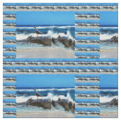 Seagull on Beach Rocks Stoff (Nahaufnahme)