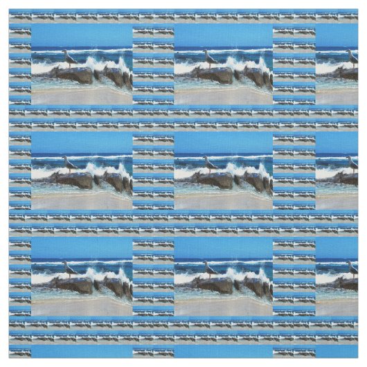 Seagull on Beach Rocks Stoff (Muster)