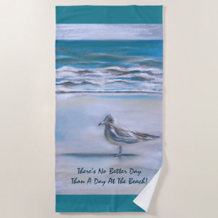 Seagull on the Shore Pastel Art Strandtuch
