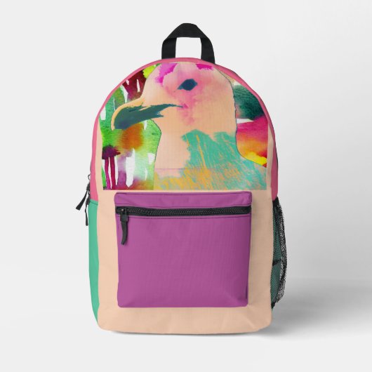 Seagull Pink Bedruckter Rucksack (Vorderseite)
