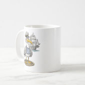 Seagull Sailor with Rope and Ship Background Kaffeetasse (Vorderseite Links)