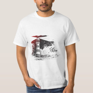 Seagull Silhouette Illustriert Lighthous T-Shirt
