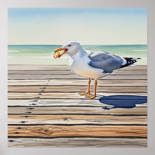 Seagull Stealing Popcorn Poster (Vorne)