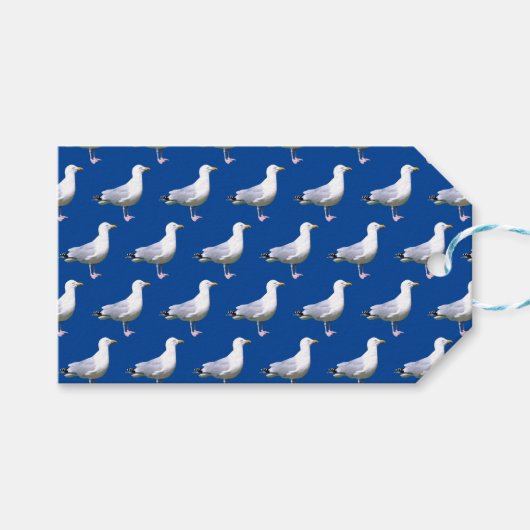 Seagull Stehend Blue Geschenkanhänger (Vorderseite (Horizontal))