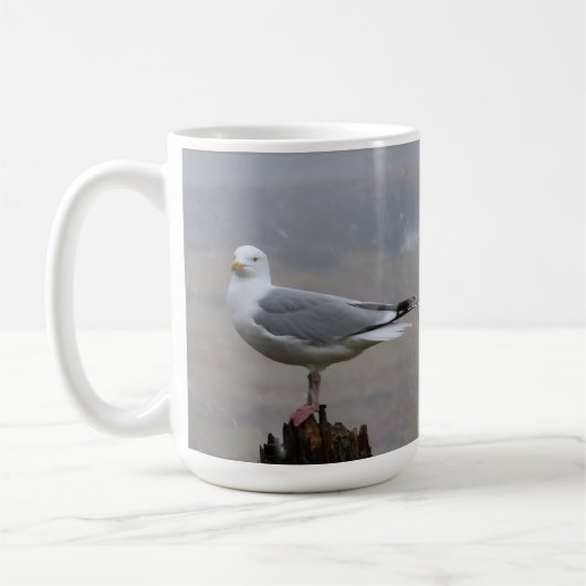 Seagull Stehender Schneefall Hinzufügen von Text-T Kaffeetasse (Links)