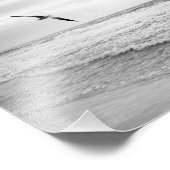 Seagull stürzt über den Ozean Schwarz-Weiß Fotodruck (Ecke)