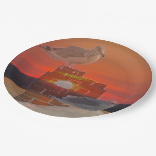 Seagull Sunset Pappteller (Schrägansicht)