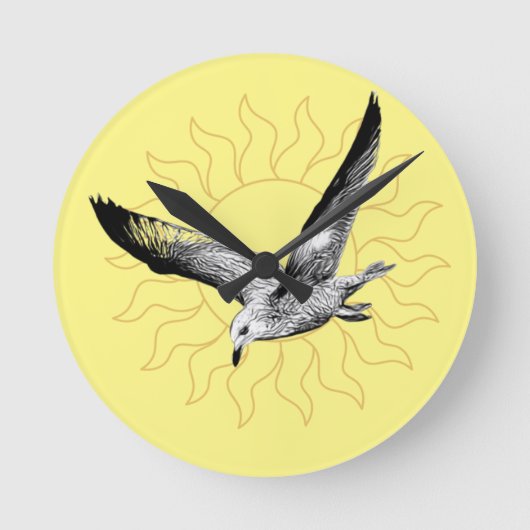 Seagull und sonnengelbe Wanduhr (Vorderseite)