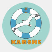 Seagull und Swim Ring Light Blue Runder Aufkleber (Vorderseite)