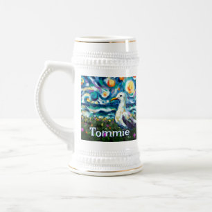 Seagull Van Gogh Style Beach Personalisiert Bierglas
