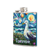 Seagull Van Gogh Style Beach Personalisiert Flachmann (Links)