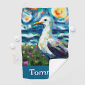 Seagull Van Gogh Style Beach Personalisiert Golfhandtuch (Insitu)