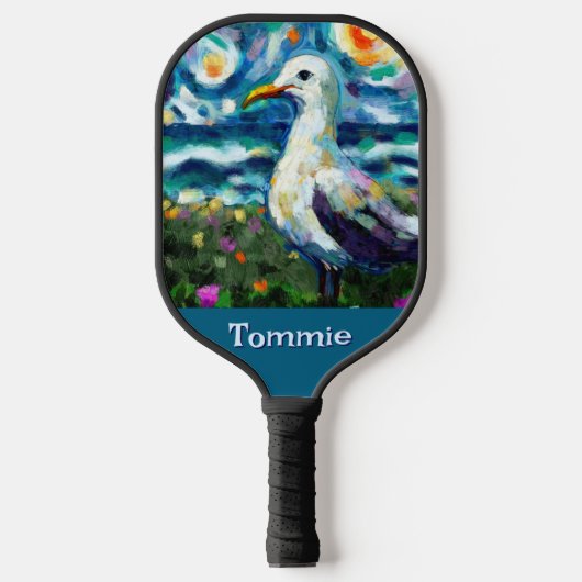 Seagull Van Gogh Style Beach Personalisiert Pickleball Schläger (Vorderseite)