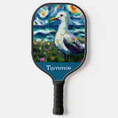 Seagull Van Gogh Style Beach Personalisiert Pickleball Schläger (Rückseite)