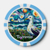 Seagull Van Gogh Style Beach Personalisiert Pokerchips (Vorderseite)