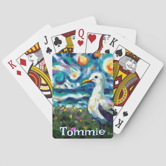 Seagull Van Gogh Style Beach Personalisiert Spielkarten (Rückseite)