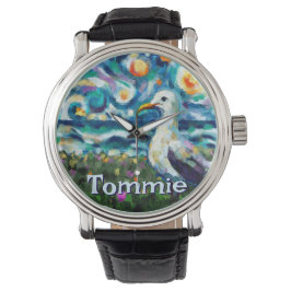 Seagull Van Gogh Style Beach Personalized Armbanduhr