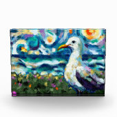 Seagull Van Gogh Style Beach Sky Blue Aquamarin Fotoblock (Vorderseite)