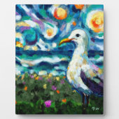 Seagull Van Gogh Style Beach Sky Blue Aquamarin Fotoplatte (Vorderseite)