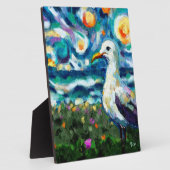 Seagull Van Gogh Style Beach Sky Blue Aquamarin Fotoplatte (Seite)