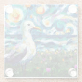 Seagull Van Gogh Style Beach Sky Blue Aquamarin Glasuntersetzer (Rückseite)