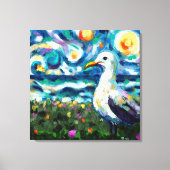 Seagull Van Gogh Style Beach Sky Blue Aquamarin Leinwanddruck (Vorderseite)