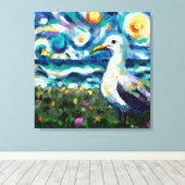 Seagull Van Gogh Style Beach Sky Blue Aquamarin Leinwanddruck (Insitu (Holzboden))