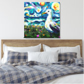 Seagull Van Gogh Style Beach Sky Blue Aquamarin Leinwanddruck (Insitu (Schlafzimmer))