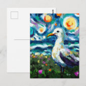 Seagull Van Gogh Style Beach Sky Blue Aquamarin Postkarte (Vorne/Hinten)