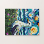 Seagull Van Gogh Style Beach Sky Blue Aquamarin Puzzle (Horizontal)