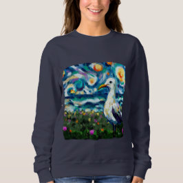 Seagull Van Gogh Style Beach Sky Blue Aquamarin Sweatshirt
