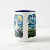 Seagull Van Gogh Style Beach Sky Blue Aquamarin Tasse (Zentrum)