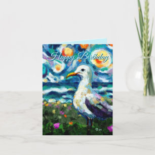 Seagull Van Gogh Style Beach Sky Geburtstagkarte