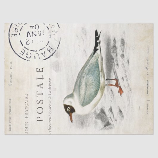 Seagull Vintage französische Postmark Decoupage Seidenpapier (Vorderseite)