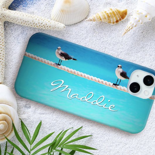Seagull-Vögel Ozeantypografie-individuelle Name Case-Mate iPhone Hülle