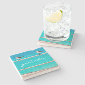 Seagull Vögel Türkisblaue Ozeane Foto Good Vibes Steinuntersetzer (Seitenansicht)