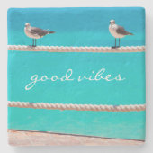 Seagull Vögel Türkisblaue Ozeane Foto Good Vibes Steinuntersetzer (Vorderseite)