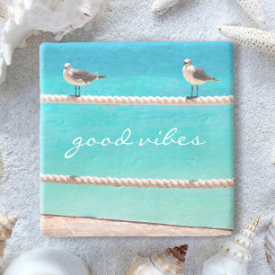 Seagull Vögel Türkisblaue Ozeane Foto Good Vibes Steinuntersetzer