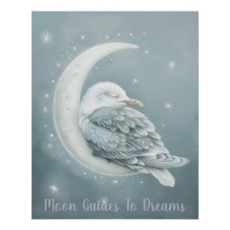 Seagull-Vogelbaby auf dem Mond Poster