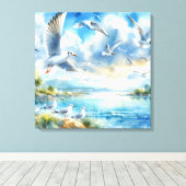 Seagull Wasserfarbe Malerei Leinwanddruck (Insitu (Holzboden))