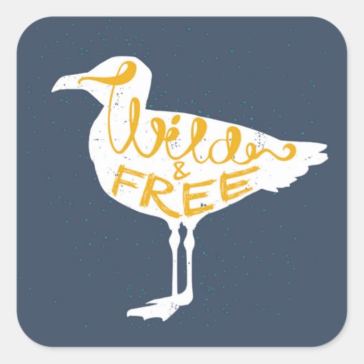 Seagull | Wild und frei Quadratischer Aufkleber (Vorderseite)