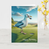 Seagull zum Geburtstag mit Golfball für Golfer Karte (Gelbe Blume)