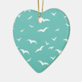 Seagulls, Aquamarin blau und weiß geerbt Keramik Ornament (Links)