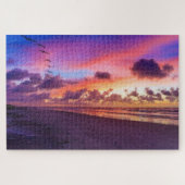 Seagulls Flying Pink Sky Beaufort SC Beach Puzzle (Horizontal)
